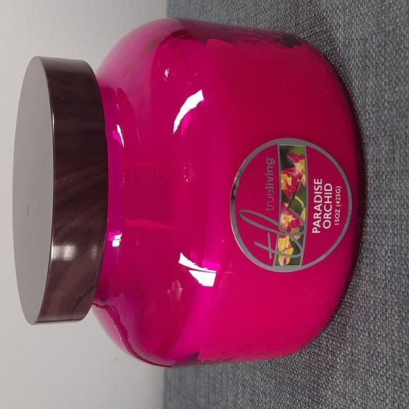 Paradise Orchid Hot Pink Glass Jar Candle 15oz Two Wick True Living - Picture 1 of 5